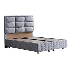 Grande Çift Kişilik Baza Başlık Deluxe Full Ortopedik Yatak Seti Gri 160x200 cm