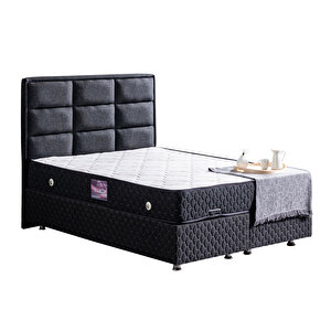 Grande Çift Kişilik Baza Başlık Deluxe Full Ortopedik Yatak Seti Antrasit 160x200 cm