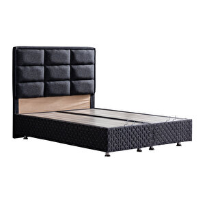 Grande Çift Kişilik Baza Başlık Deluxe Full Ortopedik Yatak Seti Antrasit 160x200 cm