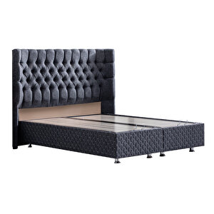 Platinum Çift Kişilik Baza Başlık Real Pedli Full Ortopedik Yatak Seti Antrasit 160x200 cm