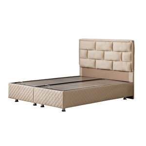 Diego Çift Kişilik Baza Başlık Deluxe Full Ortopedik Yatak Seti Bej 160x200 cm