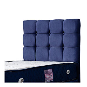Duke Tek Kişilik Baza Başlık Deluxe Full Ortopedik Yatak Seti Lacivert 90x190 cm