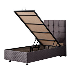 Duke Tek Kişilik Baza Başlık Deluxe Full Ortopedik Yatak Seti Antrasit 90x190 cm