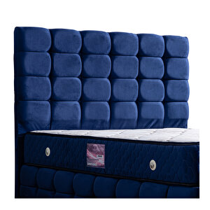 Duke Lüx Çift Kişilik Baza Başlık Deluxe Full Ortopedik Yatak Seti Lacivert 150x200 cm