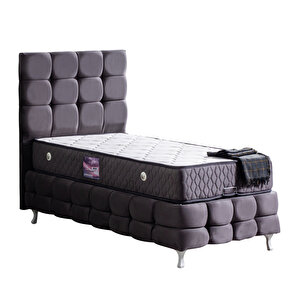 Duke Lüx Tek Kişilik Baza Başlık Deluxe Full Ortopedik Yatak Seti Antrasit 100x200 cm