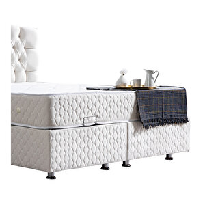 Zümrüt Çift Kişilik Baza Başlık Ortho Soft Ortopedik Yatak Seti Krem 160x200 cm