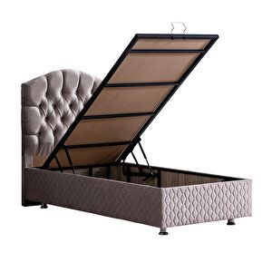 Zümrüt Tek Kişilik Baza Başlık Ortho Soft Ortopedik Yatak Seti Gri 90x200 cm