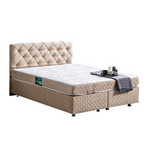 Vita Çift Kişilik Baza Başlık Comfort Ortopedik Yatak Seti Bej 160x200 cm