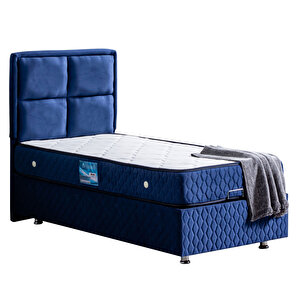 Grand Tek Kişilik Baza Başlık Ortho Soft Ortopedik Yatak Seti Lacivert 90x190 cm