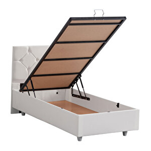 Glamis Tek Kişilik Baza Başlık Letto Yatak Seti Beyaz 100x200 cm