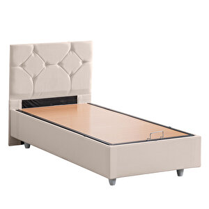 Glamis Tek Kişilik Baza Başlık Letto Yatak Seti Krem