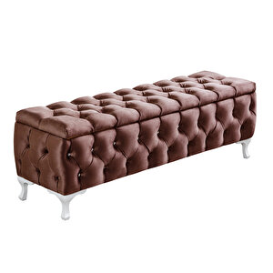 Yatak Ucu Pufu, Cappy Bench, Sandıklı Ayakucu Pufu Açık Kahve 100x40 cm