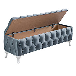 Yatak Ucu Pufu, Cappy Bench, Sandıklı Ayakucu Pufu Açık Mavi 90x40 cm