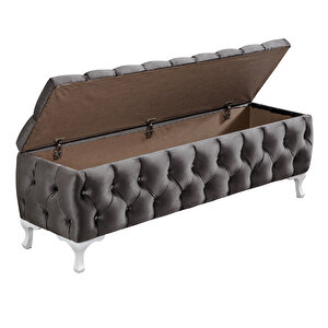 Yatak Ucu Pufu, Cappy Bench, Sandıklı Ayakucu Pufu Antrasit Gri 120x40 cm