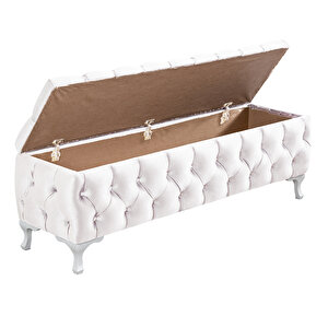 Yatak Ucu Pufu, Cappy Bench, Sandıklı Ayakucu Pufu Beyaz 160x40 cm