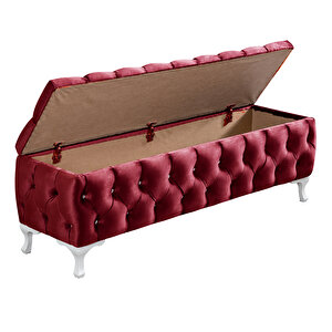 Yatak Ucu Pufu, Cappy Bench, Sandıklı Ayakucu Pufu Bordo 180x40 cm