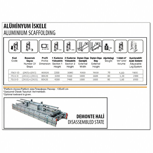 Saraylı
    Özel Alaşımlı Alüminyum İskele Merdiven 2x3 6 Metre_6
