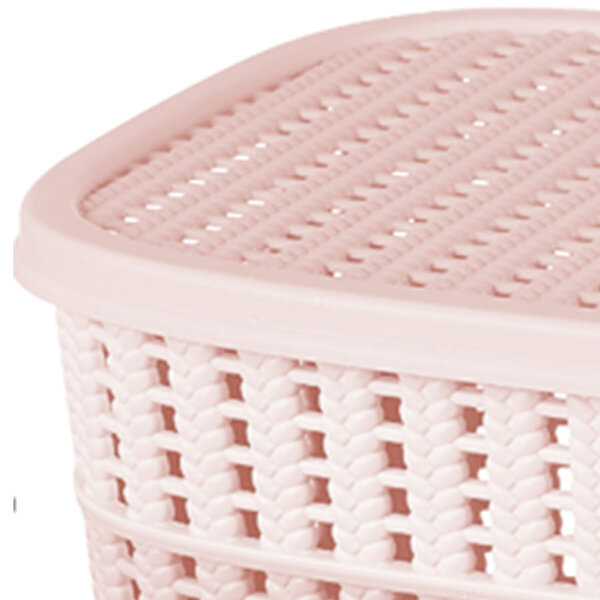 Knitty Mini Çift Renkli Kapaklı Sepet Pudra_2