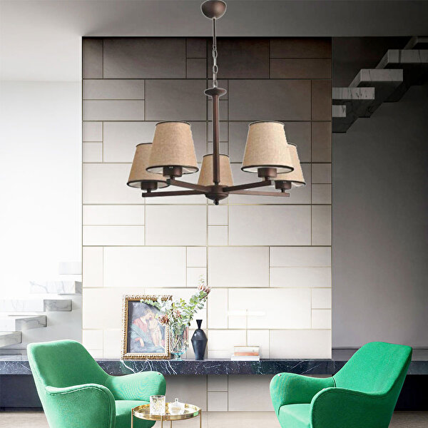 Elegant 5 li Kahverengi Avize_2