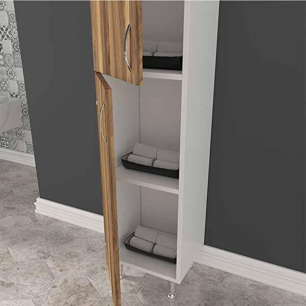 Banos
    Metal Ayaklı 2 Kapaklı 165 x 35 cm Banyo Boy Dolabı BD1 Tesbih Cevizi_3