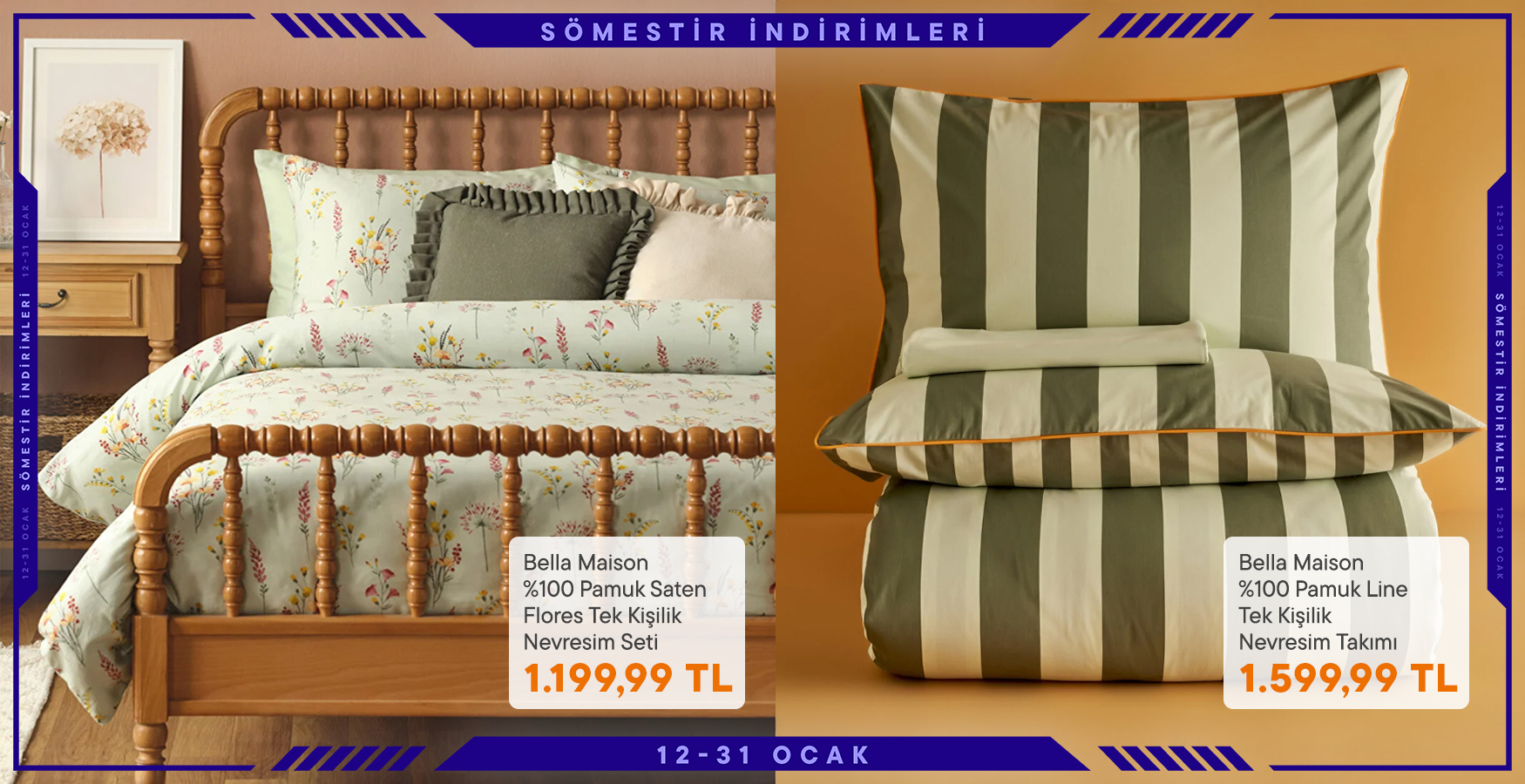 Rengarenk Nevresimlerde Süper Fiyatlar!