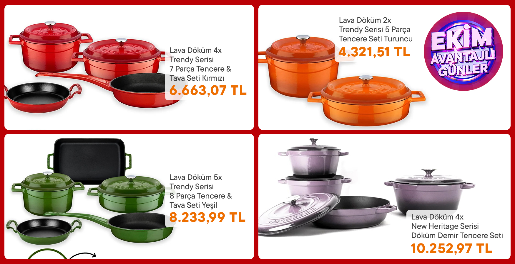Lava Döküm Tava & Tencerelerde Sepette %35 İndirim!