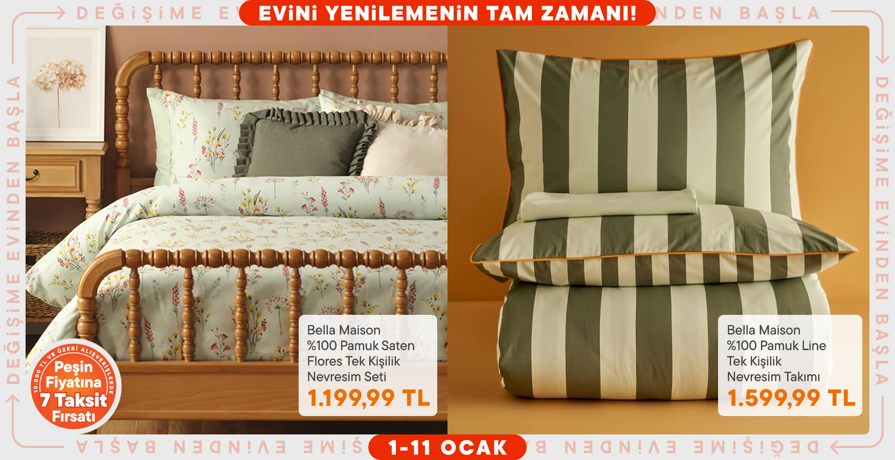 Rengarenk Nevresimlerde Süper Fiyatlar!