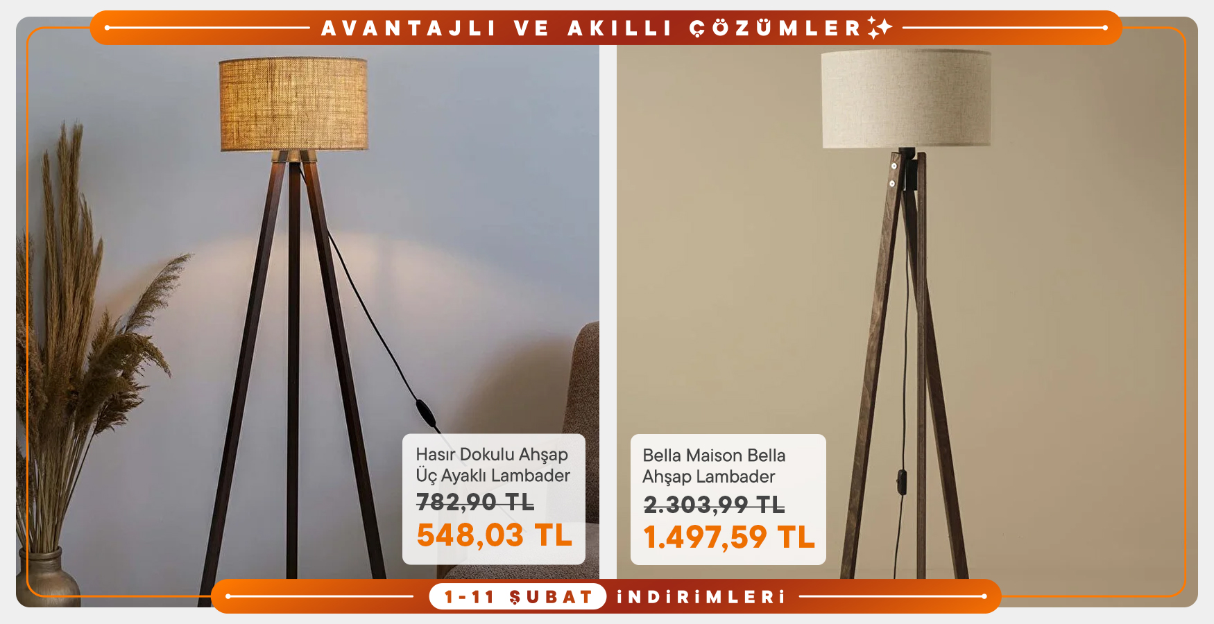 Dekoratif ve İşlevsel Lambaderlerde Fırsat!