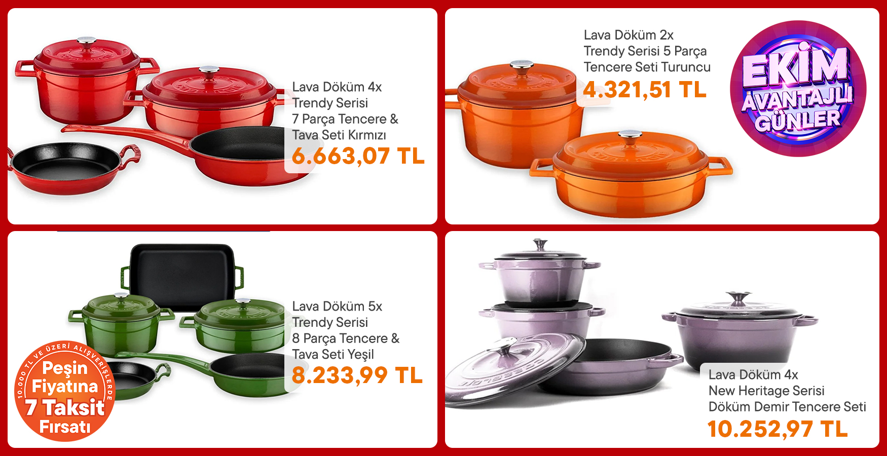 Lava Döküm Tava & Tencerelerde Sepette %35 İndirim!