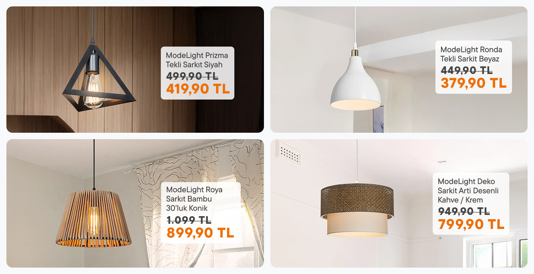 Avize ve Sarkıtlarda %20'ye Varan İndirim!