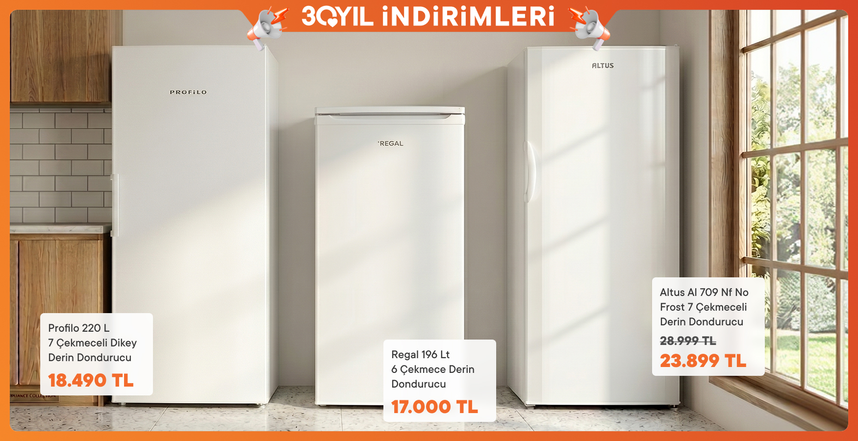 Derin Dondurucularda Avantajlı Fiyatlar!