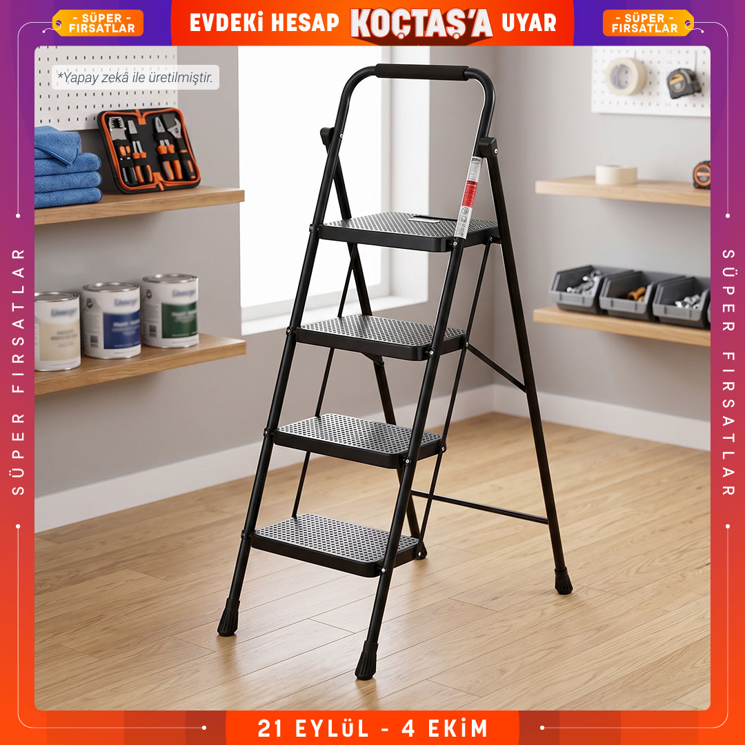 Hesaplı Mağaza'da İndirim Fırsatları Eurotower 4 Basamakli Metal Merdiven 1.799 TL